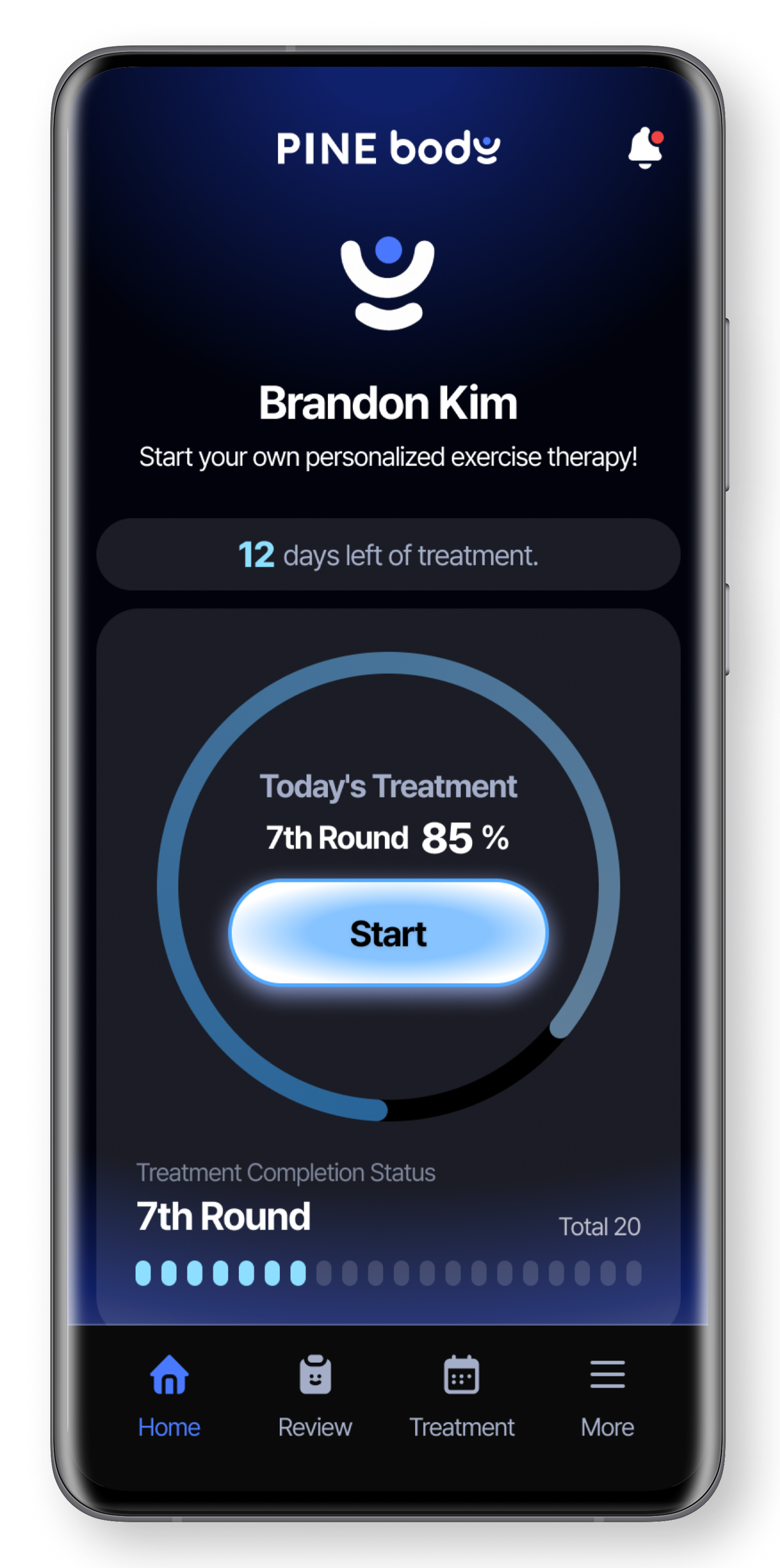 PINE BODY app home